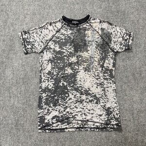 Y2K Shirt Men's Large AOP Sword‎ Cotton Blend Medieval Grunge Black/Gray